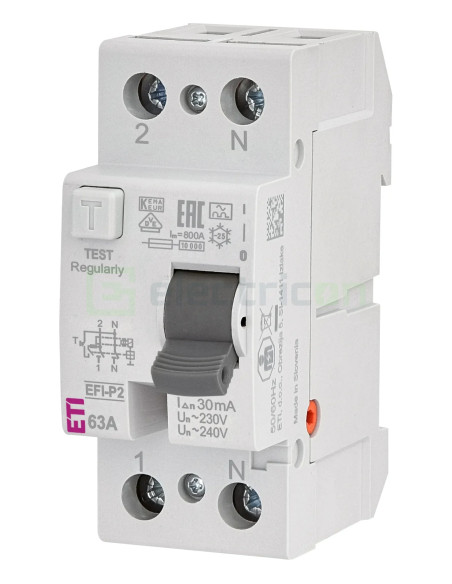 Intreruptor RCCB 63A/30mA ETI - 002061113