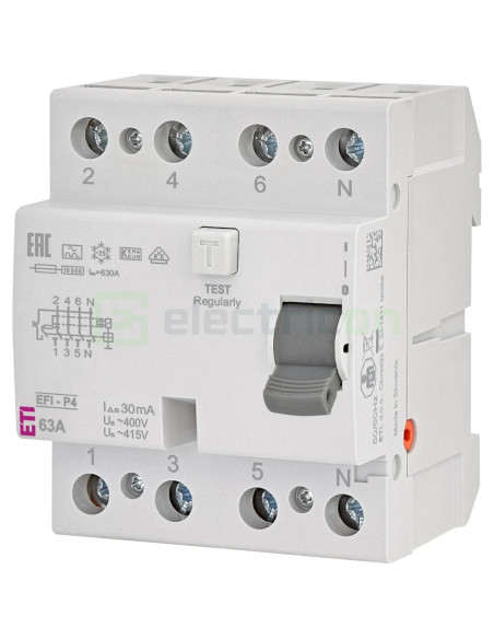Intreruptor diferential 63A/30mA ETI - 002061513