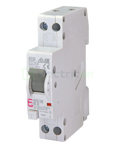 RCBO - Siguranță automată - Disjunctor cu protecție diferențială - tip A curba B 6A 30mA 6kA 1P+N 2M KZS-1M ETI 002175201