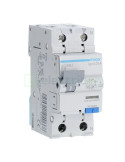 RCBO - Siguranță automată - Disjunctor cu protecție diferențială - tip A curba B 16A 10mA 6kA 1P+N 2M Hager AC916J