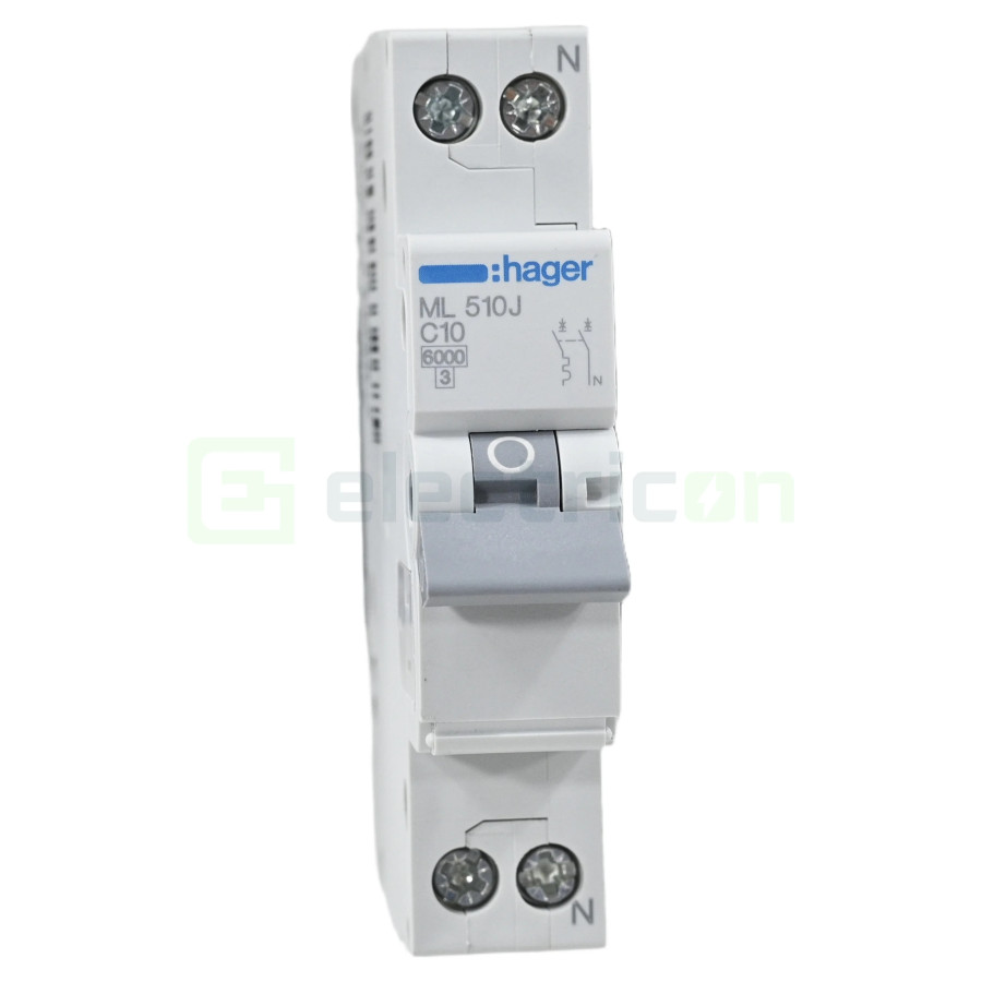 MCB - Siguranță automată - disjunctor - curba C 10A 6kA 1P+N 1M Hager ML510J