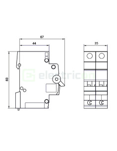 MCB - Siguranță automată - disjunctor - curba C 10A 6kA 2P 2M Hager MC210A 2