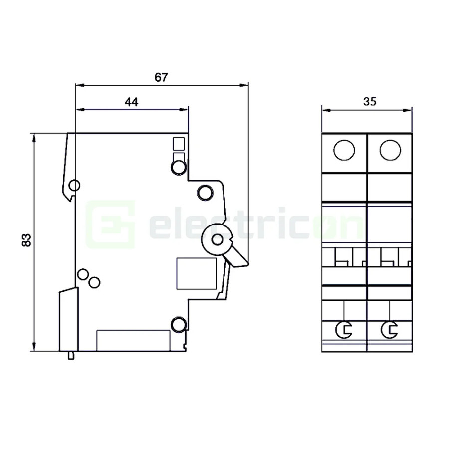 MCB - Siguranță automată - disjunctor - curba C 20A 6kA 2P 2M Hager MC220A