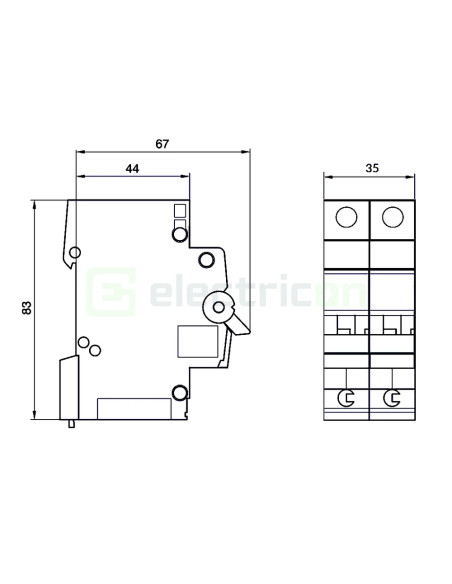 MCB - Siguranță automată - disjunctor - curba C 20A 6kA 2P 2M Hager MC220A
