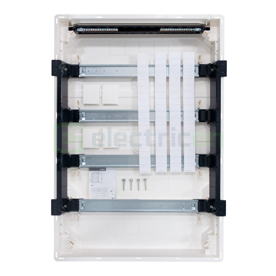 Tablou incastrat, 72 module, 4x18, ușă transparentă Hager, Golf, VF418TD - Electricon.ro