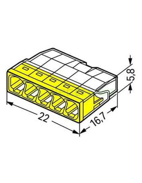 Conector Wago 5mm² Clemă legătură doză, 5x2,5mm², PUSH-Wire, Wago, 2273-205 – montaj rapid și sigur în aplicații electrice diver