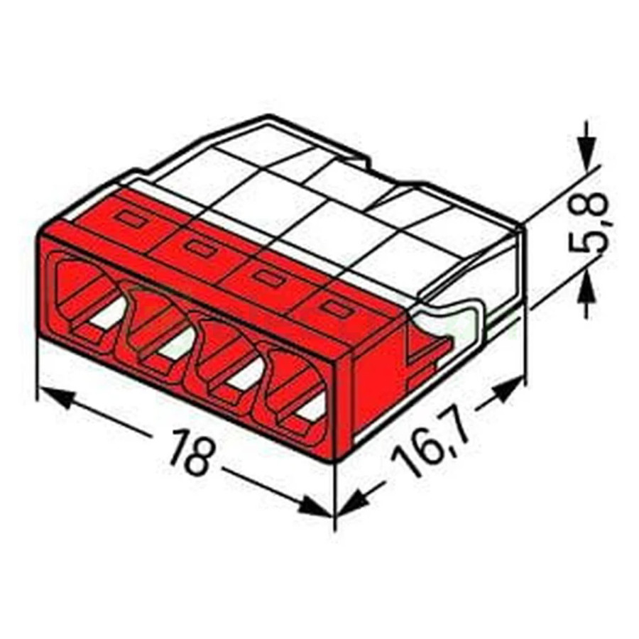 Conector Wago 5mm² Clemă legătură doză, 4x2,5mm², PUSH-Wire, Wago, 2273-204 – montaj rapid și sigur în aplicații electrice diver