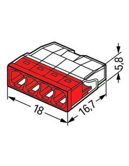 Conector Wago 5mm² Clemă legătură doză, 4x2,5mm², PUSH-Wire, Wago, 2273-204 – montaj rapid și sigur în aplicații electrice diver