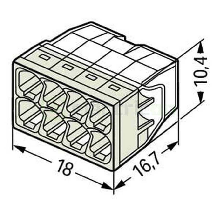 Conector Wago 5mm² Clemă legătură doză, 8x2,5mm², PUSH-Wire, Wago, 2273-208 – montaj rapid și sigur în aplicații electrice diver