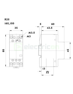 Contactor modular 4P 2 module 25A 2