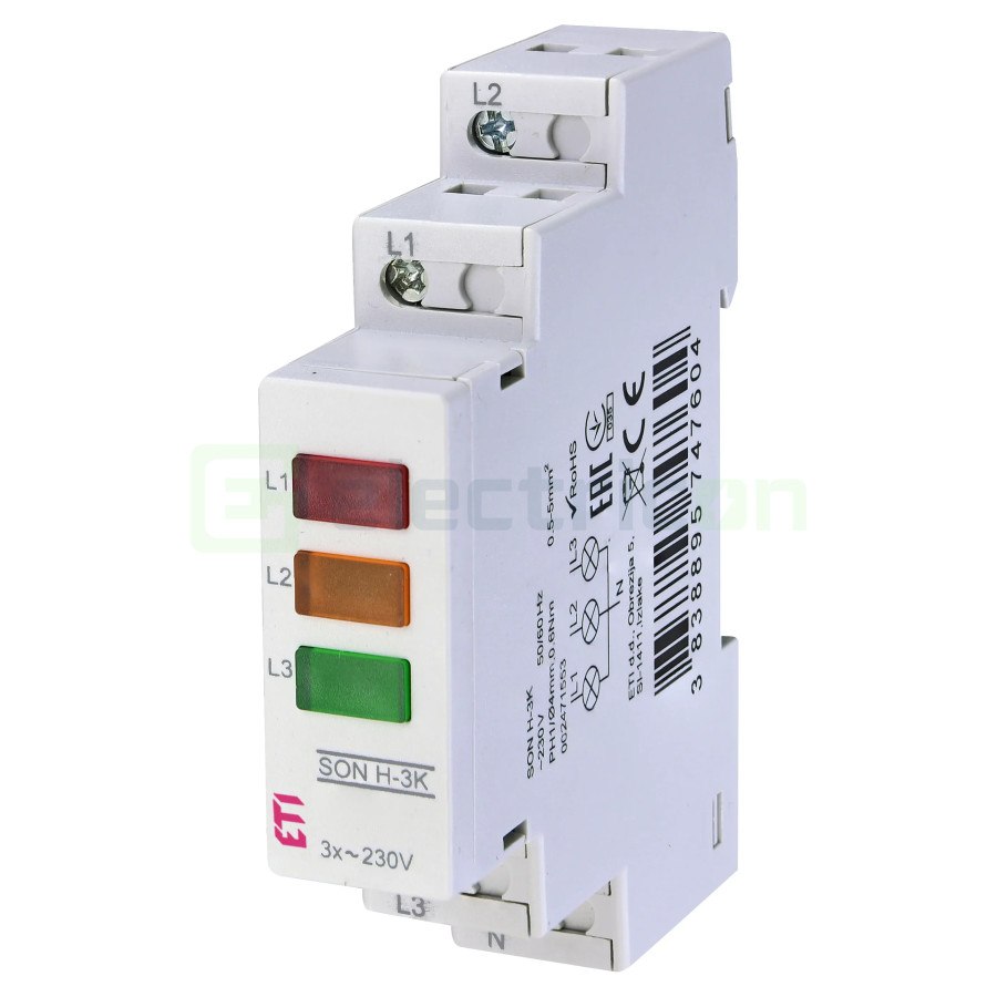 Lampă semnalizare tensiune trifazat