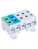 Clemă de derivație Cu-Al 5P 10 conexiuni (5x(1x35mm² + 1x35mm²)) izolată verde+albastru+gri FLEAL - Tracon Electric FLEAL-35