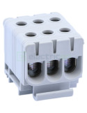 Clemă de derivație Cu-Al 3P 6 conexiuni (3x(1x50mm² + 1x50mm²)) izolată gri FLEAL - Tracon Electric FLEAL-50/3