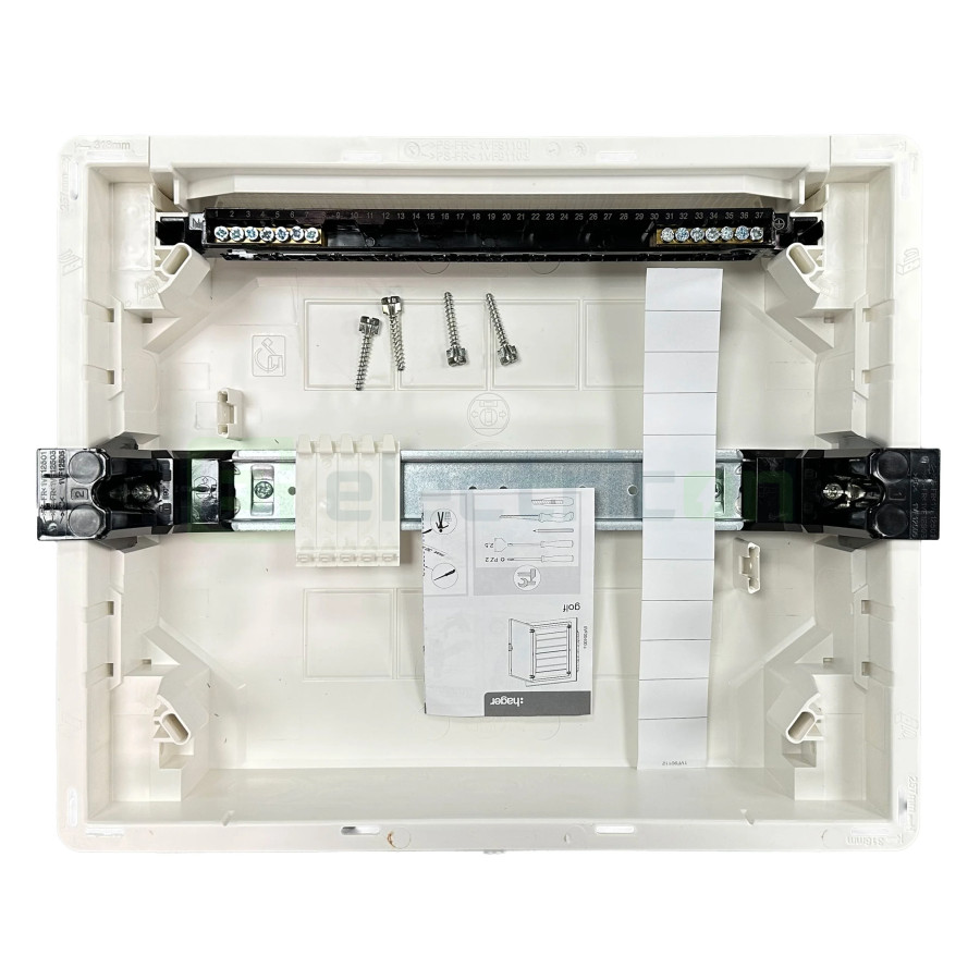 Tablou incastrat, 12 module, 1x12, ușă transparentă Hager, Golf, VF112TD - Electricon.ro