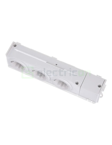 Priză triplă Schuko (priză șină DIN), universală, rotativă în 3 căi, înșurubat, Hager, VZ00AS - Electricon.ro