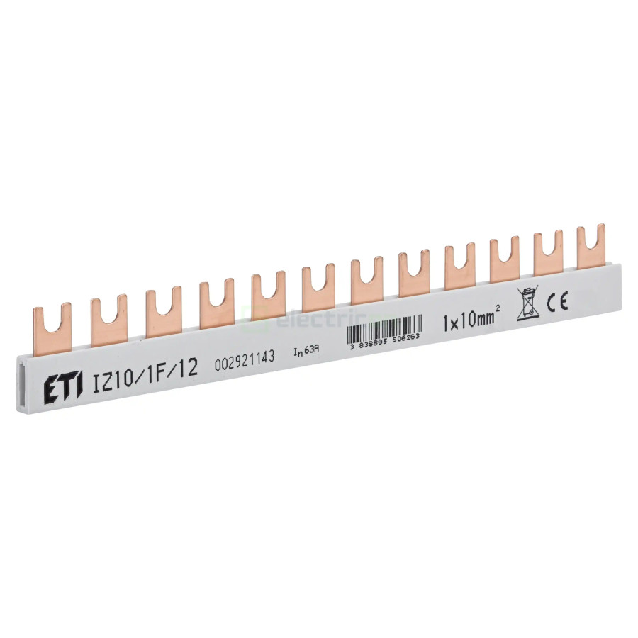 Bareta alimentare (busbar), 1P, tip furca, 12 module, 10mmp, 63A, ETI