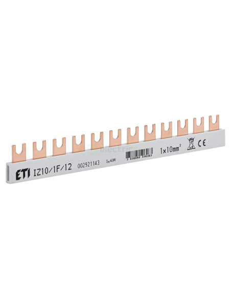 Bareta alimentare (busbar), 1P, tip furca, 12 module, 10mmp, 63A, ETI