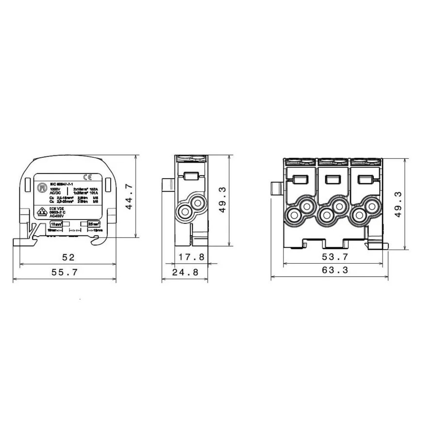 Clemă de derivație 25mm² Clema derivatie, 25mm², Cu-Al, maro, Schrack, IKA26140 – montaj rapid și sigur în aplicații electrice d