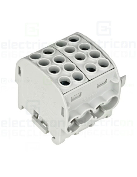 Clemă șir 35mm² Clema derivatie, 35mm²,Cu-Cu, 4 intrari-4 iesiri, gri, Schrack, IK026212 – montaj rapid și sigur în aplicații el