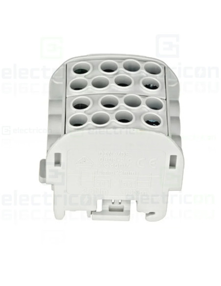 Clemă șir 35mm² Clema derivatie, 35mm²,Cu-Cu, 4 intrari-4 iesiri, gri, Schrack, IK026212 – montaj rapid și sigur în aplicații el