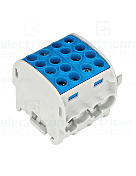 Clemă șir 35mm² Clema derivatie, 35mm²,Cu-Cu, 4 intrari-4 iesiri, albastru, Schrack, IK026222 – montaj rapid și sigur în aplicaț