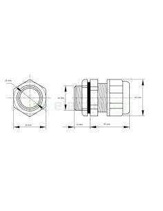 Presetupă - metrică cu contrapiuliță din polietilenă filet PG-29 - Tracon Electric PG-29 2
