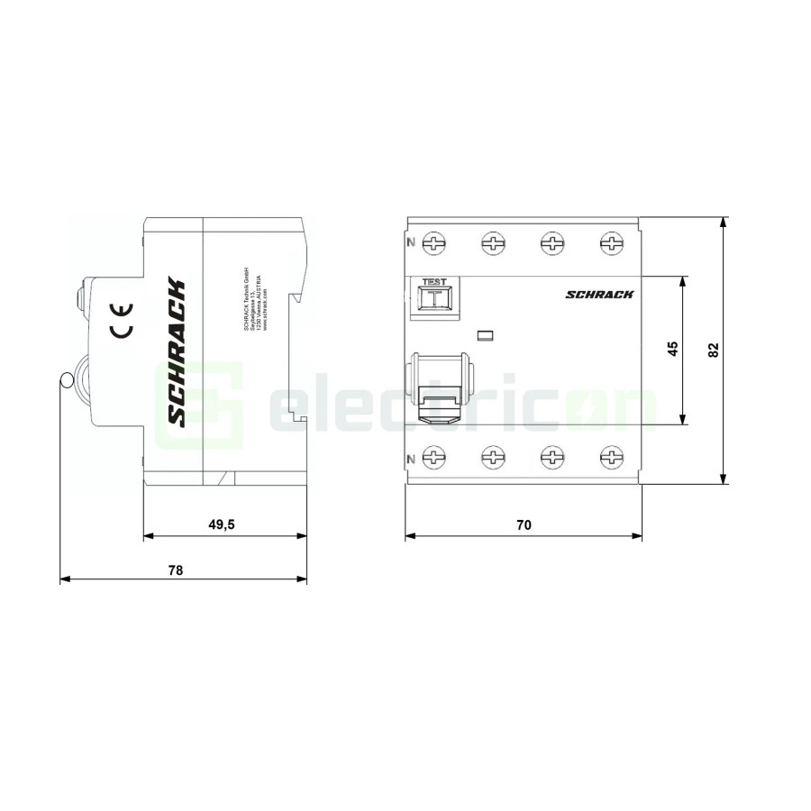 Diferential 63A 30mA Schrack 4P