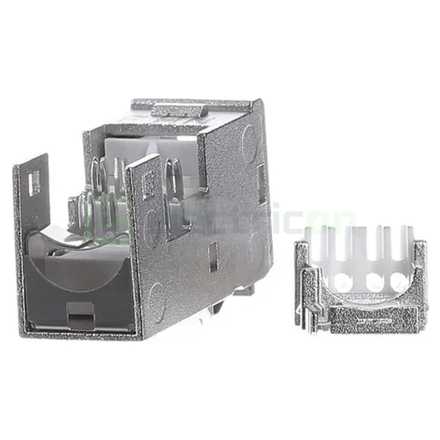 Conector RJ45, Universal, Cat6a, 10Gbps Ethernet (IEEE 802.3an), 180°, Hager, VZ314RJ - Electricon.ro