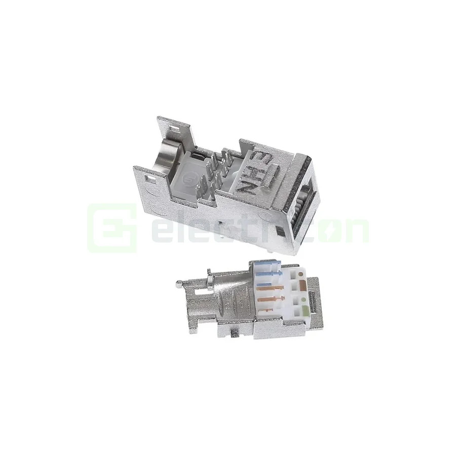 Conector RJ45, Universal, Cat6a, 10Gbps Ethernet (IEEE 802.3an), 180°, Hager, VZ314RJ - Electricon.ro