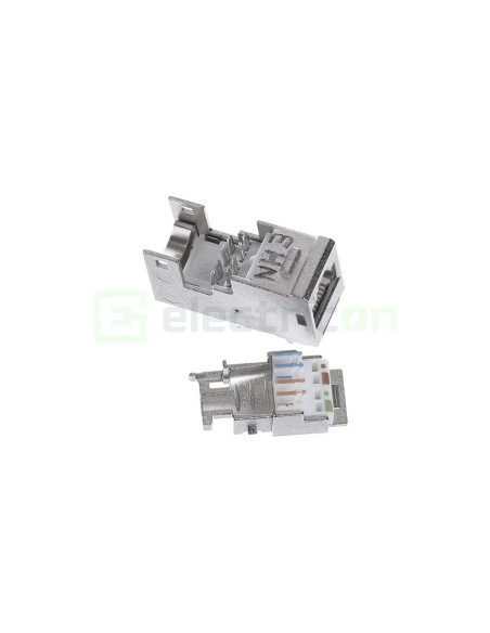 Conector RJ45, Universal, Cat6a, 10Gbps Ethernet (IEEE 802.3an), 180°, Hager, VZ314RJ - Electricon.ro