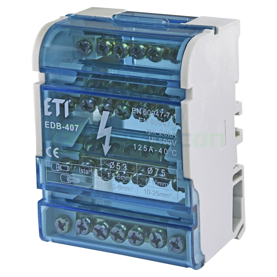 Bloc de distribuție - Distribuitor - 4P 125A 7 conexiuni 16mm² - ETI 001102303