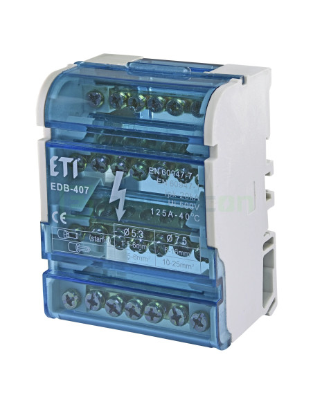 Bloc de distribuție - Distribuitor - 4P 125A 7 conexiuni 16mm² - ETI 001102303