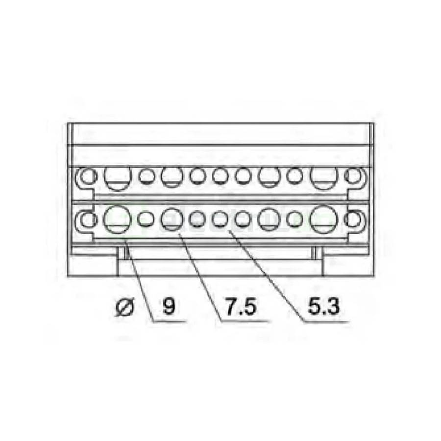 Bloc de distribuție - Distribuitor - 4P 125A 7 conexiuni 16mm² - ETI 001102303
