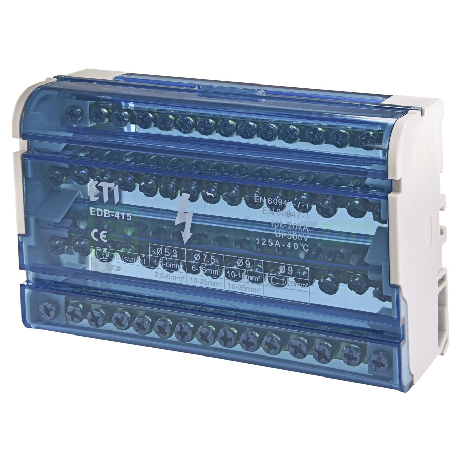 Bloc de distribuție - Distribuitor - 4P 125A 15 conexiuni 16mm² - ETI 001102305