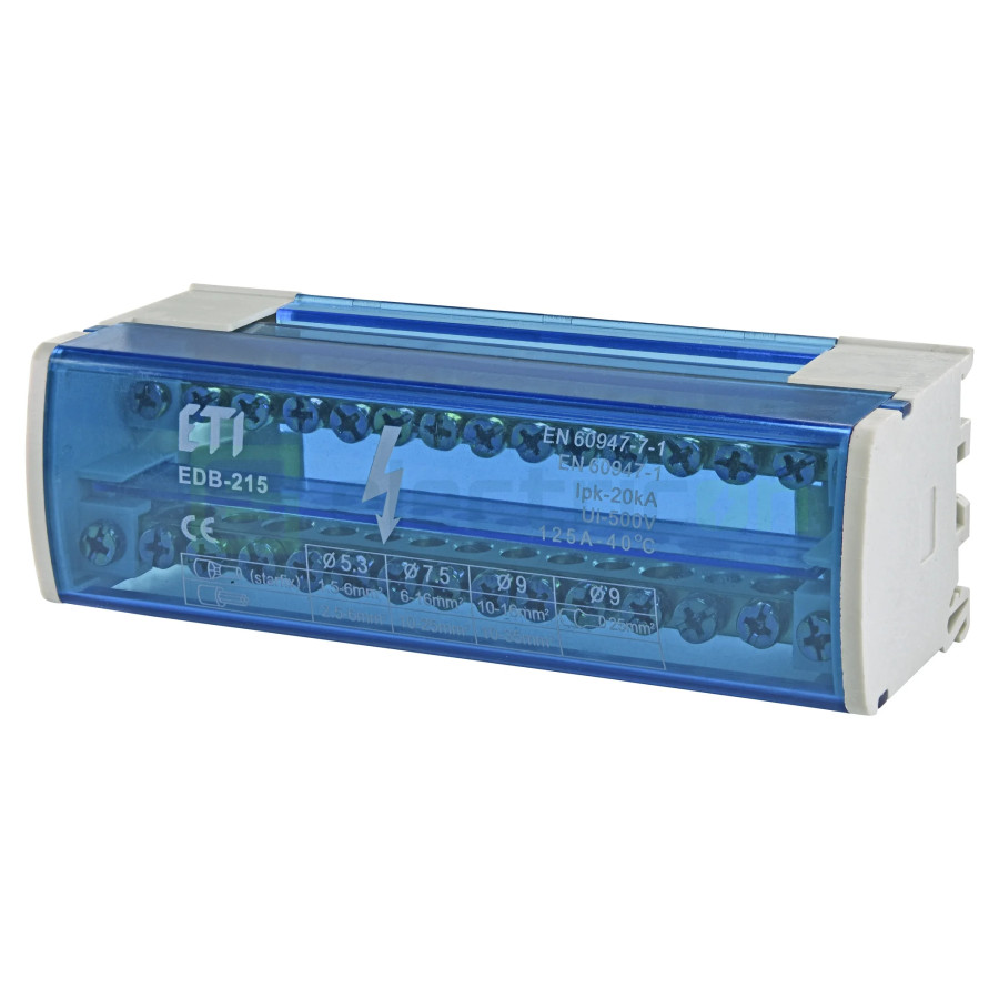 Bloc de distribuție - Distribuitor - 2P 125A 15 conexiuni 15mm² - ETI 001102302
