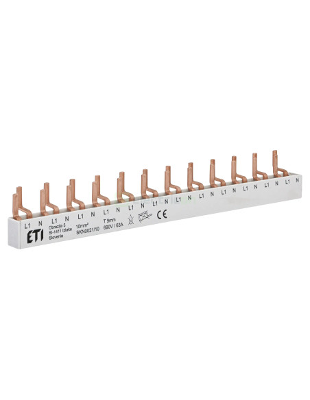 Bareta alimentare (busbar), 1P+N, tip pin, 12 module, 63A, ETI