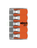 Conector legătură doză Cu-Cu 5 conexiuni 0.5-6mm² cu clapetă (lițat) 221-615 - WAGO 221-615