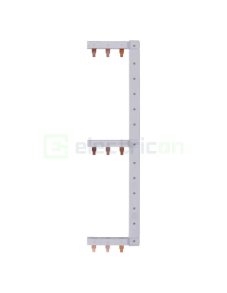 Bareta alimentare (busbar), 3P, tip pin, 3 module x 3 randuri, dreapta-vertical, 10mmp, 63A, Hager