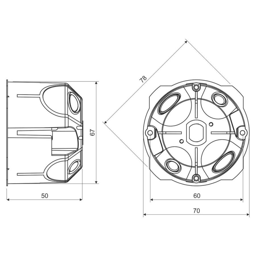 Doza aparataj cu fixare pe gips-carton , 1 modul, IP30, 68x45, Kopos, KPL 64-50/LD_NA