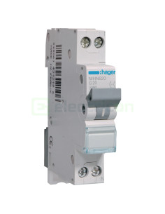 MCB - Siguranță automată - disjunctor - curba B 20A 4.5kA 1P+N Hager MHN520