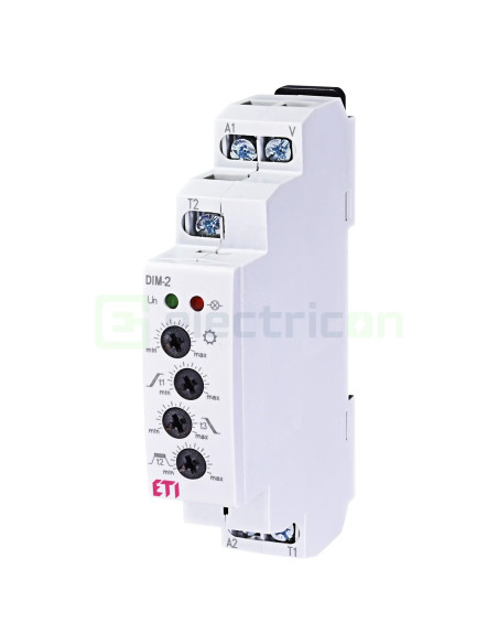 Releu - Comutator crepuscular și automat scară - 230VAC reglabil 0-10min 1ND 2A DIM-2 - ETI - 002470009