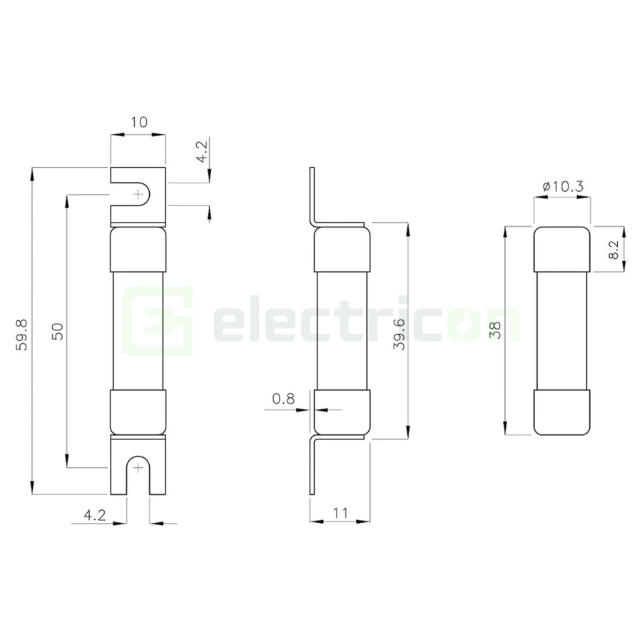 Siguranta fuzibila cilindrica fotovoltaica, CH10x38, gPV, 20A, 1000V, DC, ETI, 002625108
