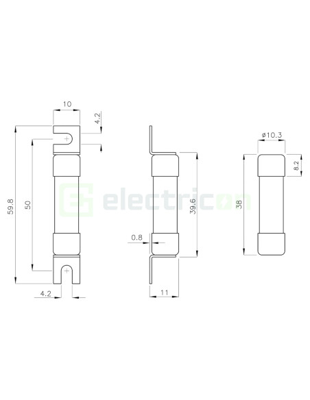 Siguranta fuzibila cilindrica fotovoltaica, CH10x38, gPV, 20A, 1000V, DC, ETI, 002625108