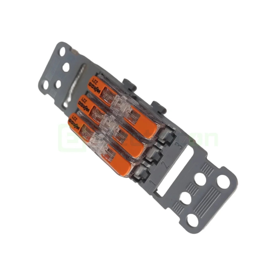 Clemă de derivație Pachet suport cu 3 cleme 221-2411 – montaj rapid și sigur în aplicații electrice diverse