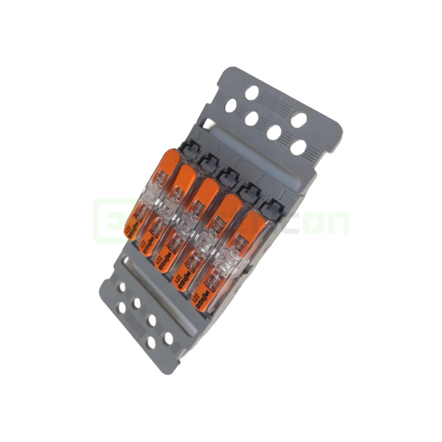 Clemă de derivație Pachet suport cu 5 cleme 221-2411 – montaj rapid și sigur în aplicații electrice diverse