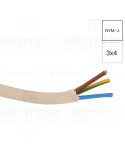 Cablu electric rigid cupru NYM-J 3x4 mm², gri deschis
