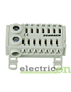 Clemă derivație Cu-Cu - 8 conexiuni (2x25mm² + 14x6mm²) - alb IK02 - Schrack IK021081