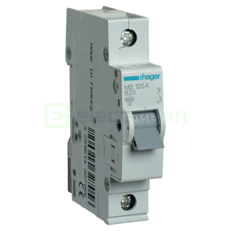 MCB - Siguranță automată - disjunctor - curba B 25A 6kA 1P 1M Hager MB125A