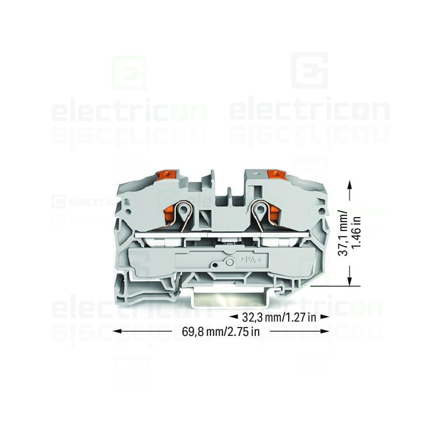 Conector Wago 16 mm² Clema șir, de trecere, 2 conexiuni, 16 mm², gri , TopJobs Push-In, Wago, 2216-1201 – montaj rapid și sigur 
