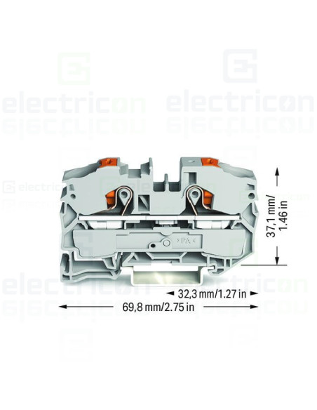 Conector Wago 16 mm² Clema șir, de trecere, 2 conexiuni, 16 mm², gri , TopJobs Push-In, Wago, 2216-1201 – montaj rapid și sigur 